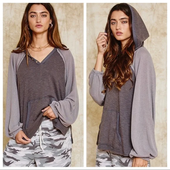 #19 Stylish Fabulous Stone Washed Ribbed Hoodie - Picture 4 of 6